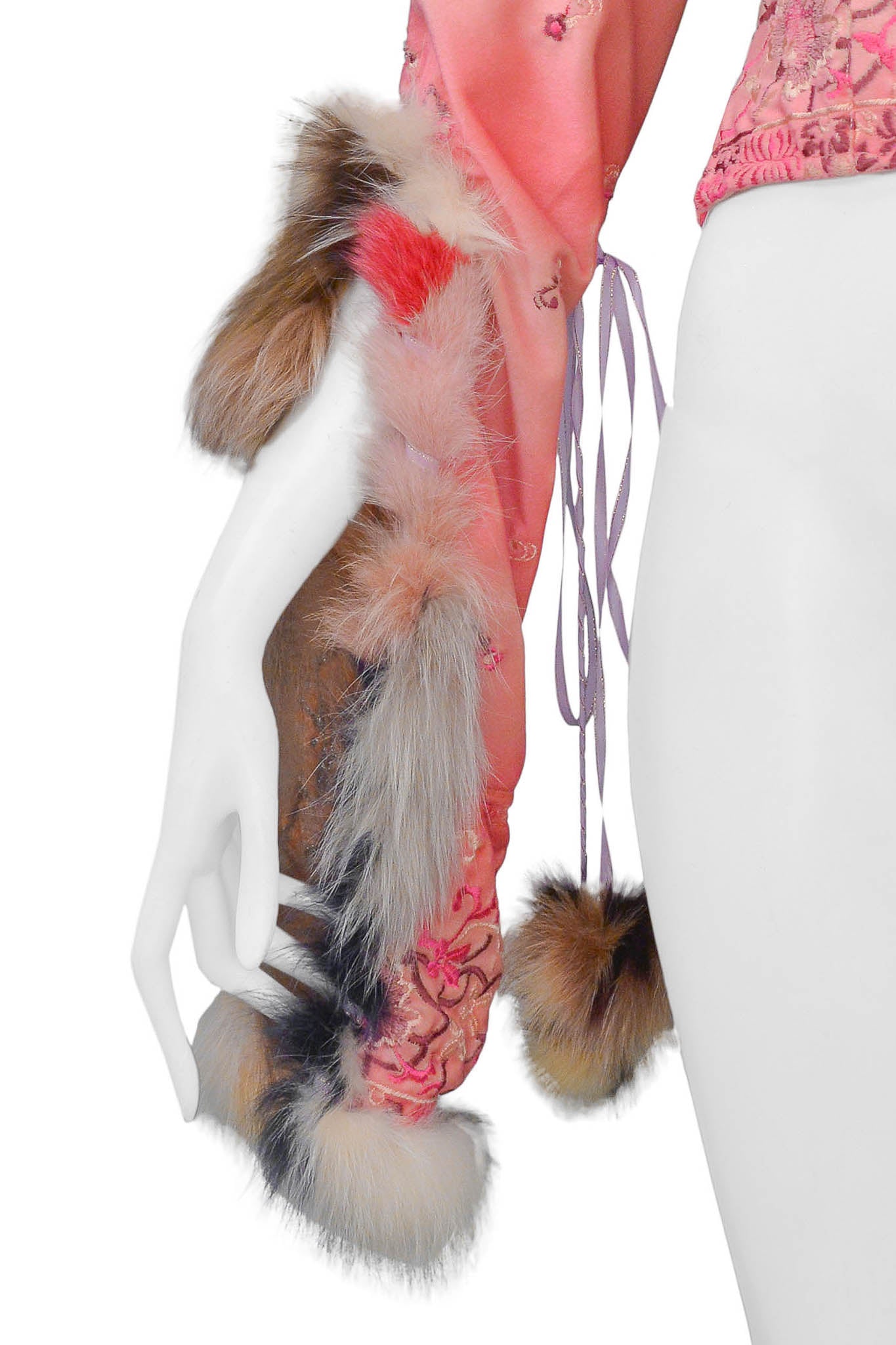 VOYAGE PINK VELVET TOP WITH FUR TRIM