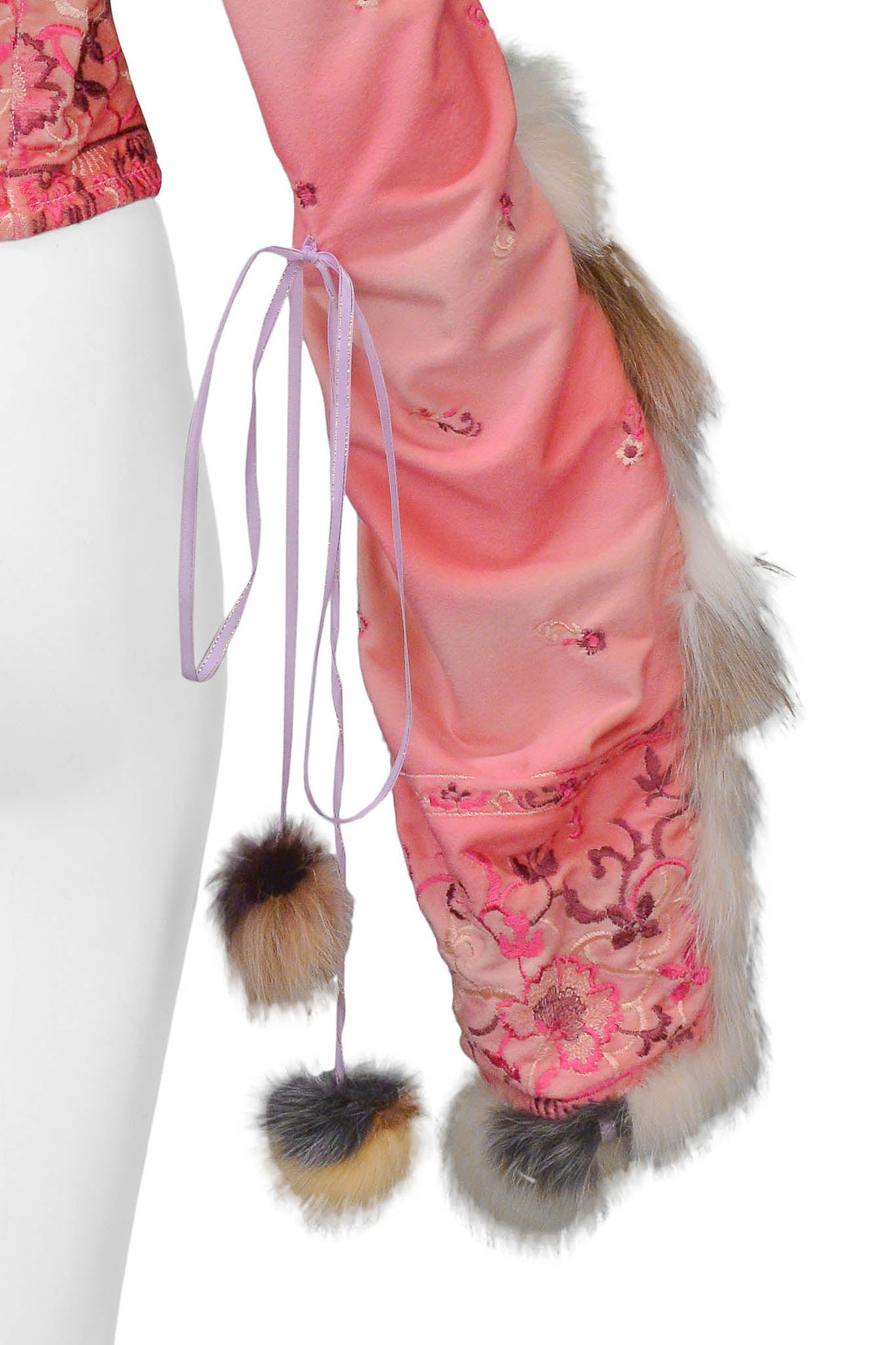 VOYAGE PINK VELVET TOP WITH FUR TRIM