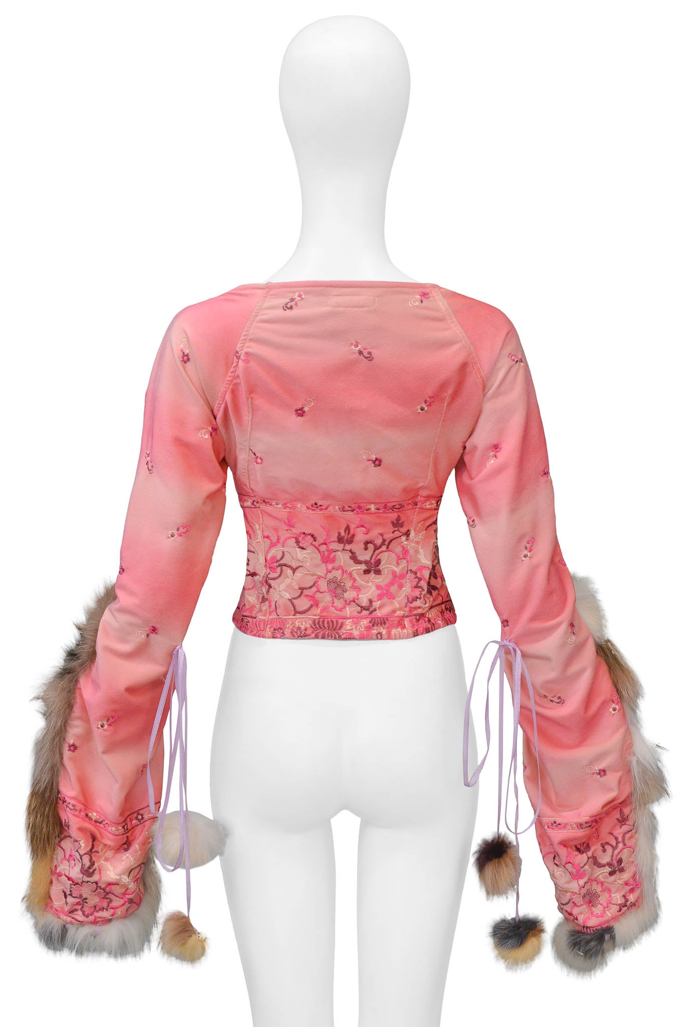 VOYAGE PINK VELVET TOP WITH FUR TRIM