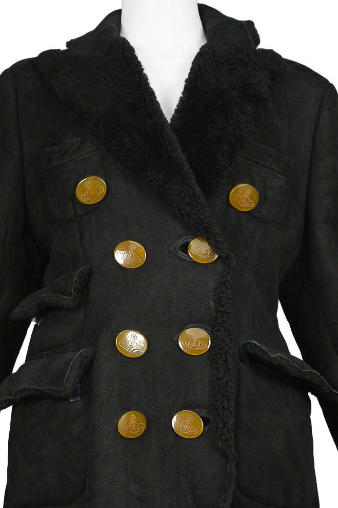 VIVIENNE WESTWOOD & MALCOLM MCLAREN WORLD'S END BLACK SHEARLING COAT