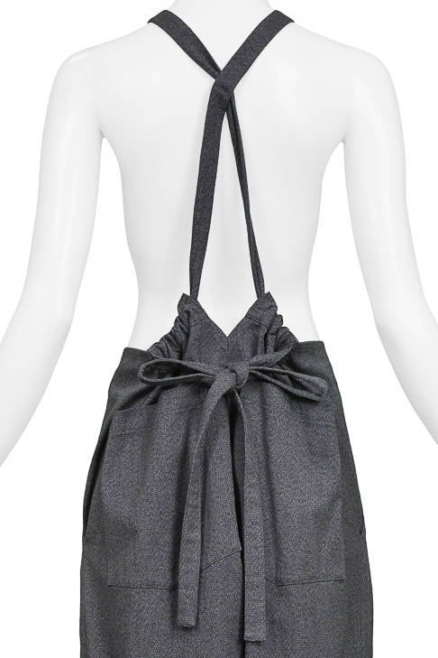 YOHJI YAMAMOTO GREY PAPER BAG JUMPSUIT WITH ADJUSTABLE STRAPS