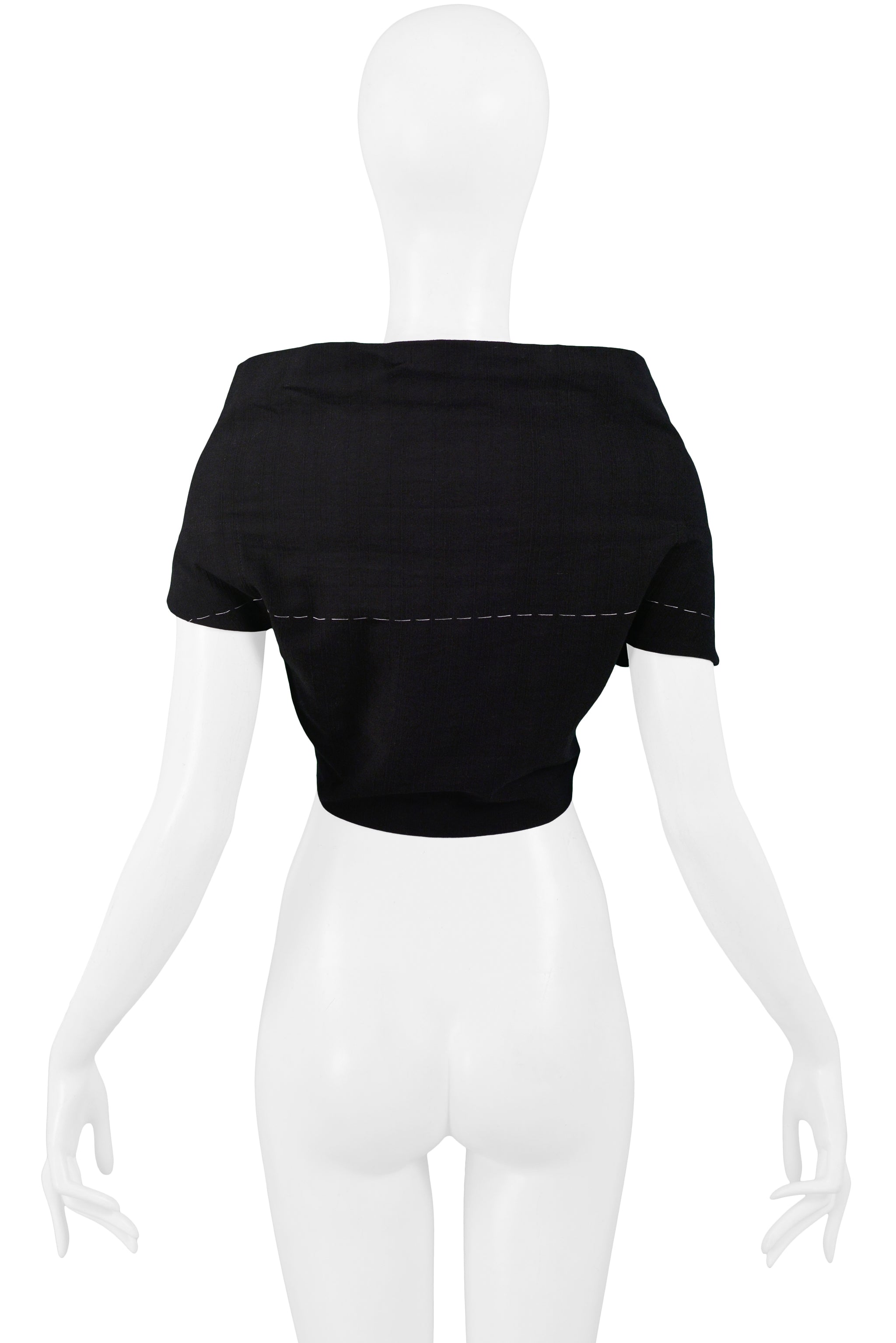 YOHJI YAMAMOTO BLACK BASTING CROP TOP 2000