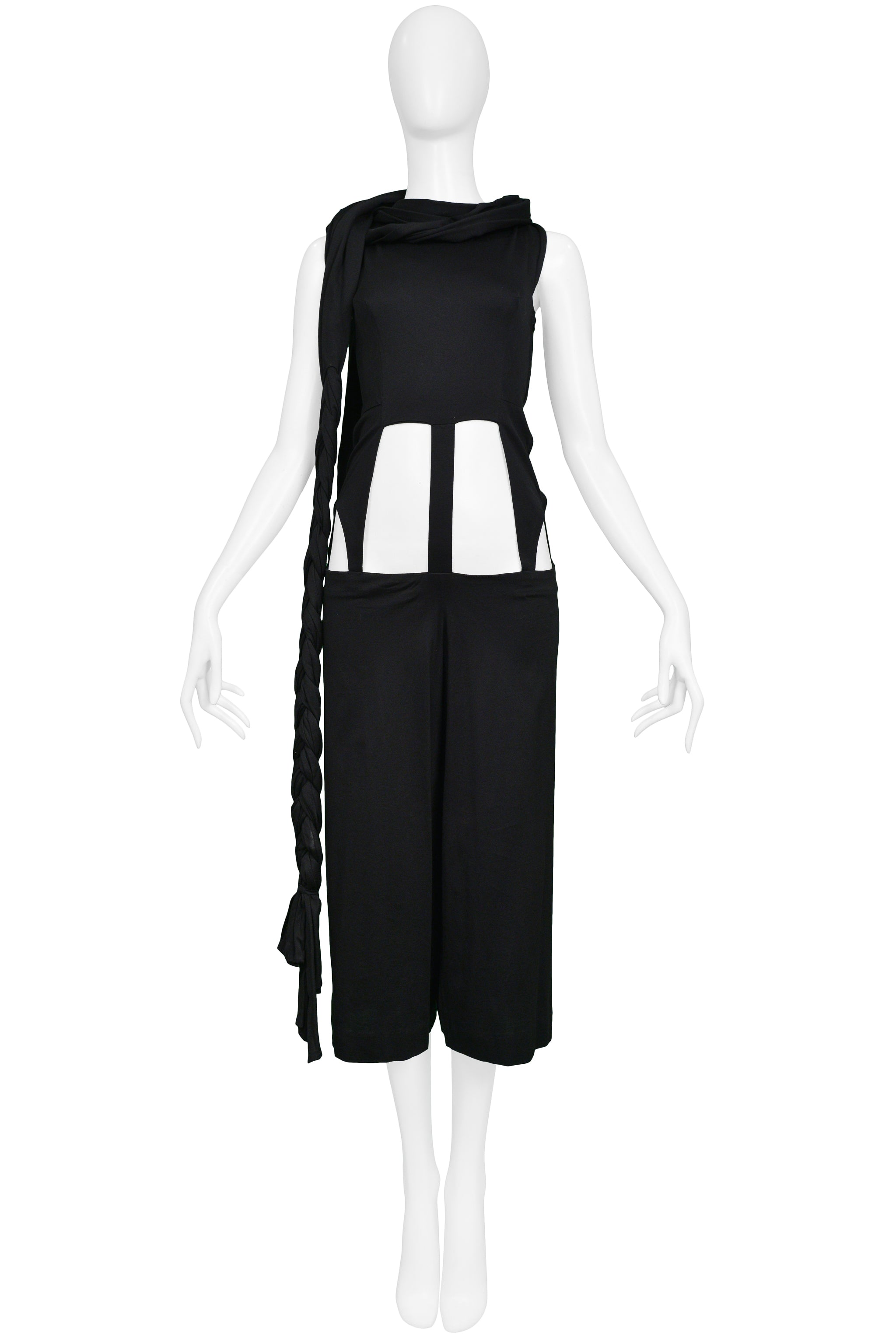 YOHJI YAMAMOTO BLACK CAGE JUMPSUIT WITH CUTOUTS
