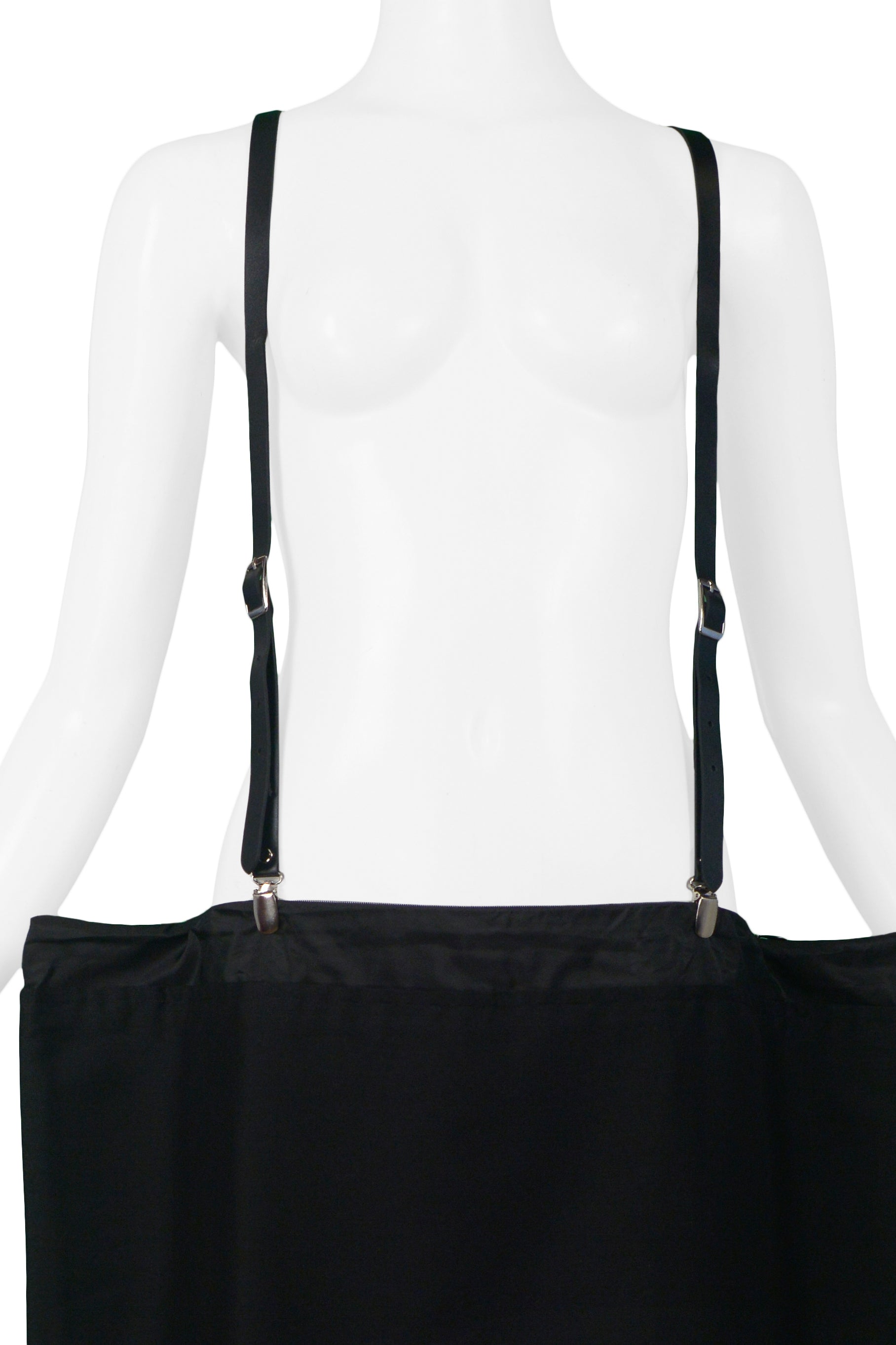 YOHJI YAMAMOTO BLACK OVERSIZED SKIRT WITH SUSPENDERS