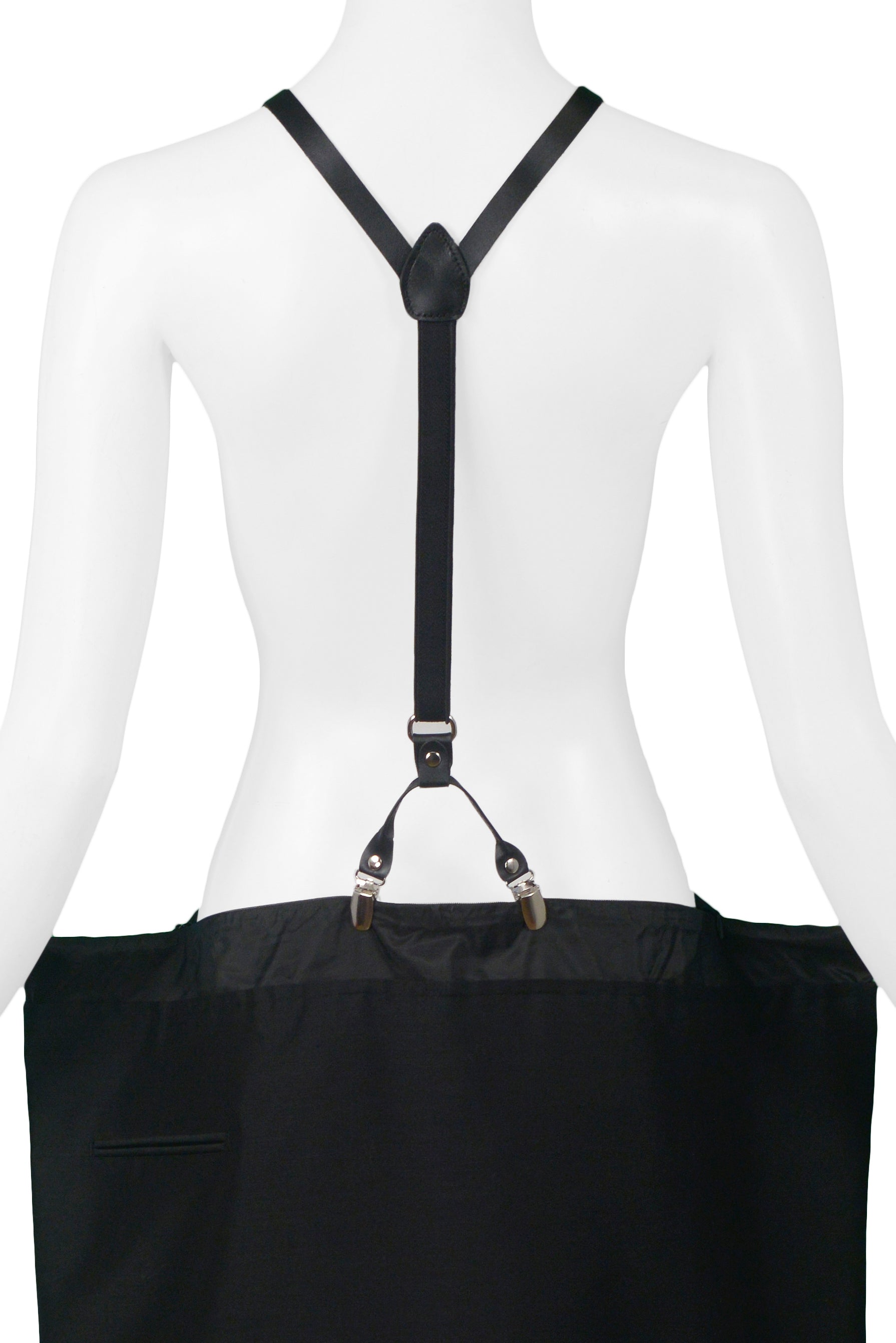 YOHJI YAMAMOTO BLACK OVERSIZED SKIRT WITH SUSPENDERS