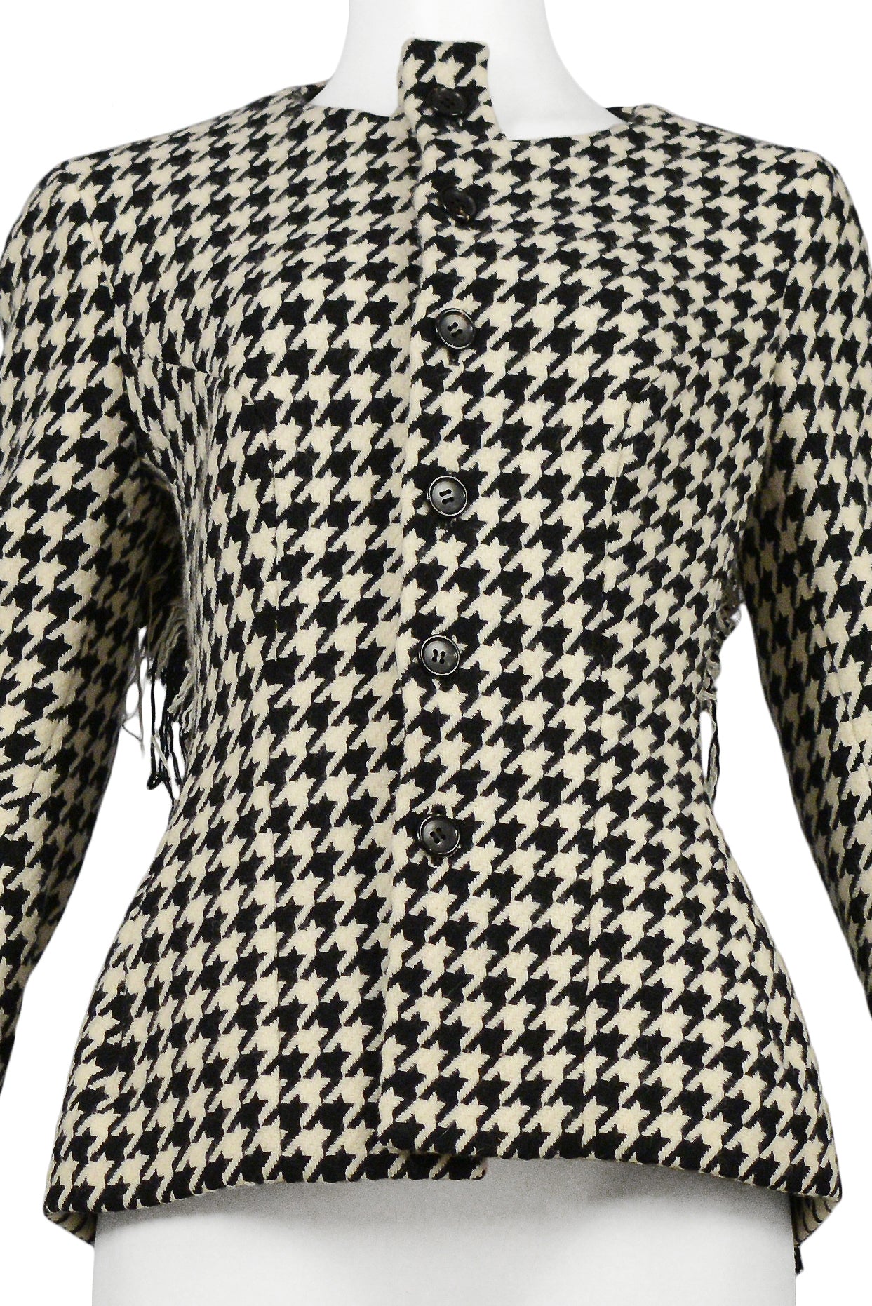 YOHJI YAMAMOTO BLACK & WHITE WOOL HOUNDSTOOTH CHECK JACKET 2003