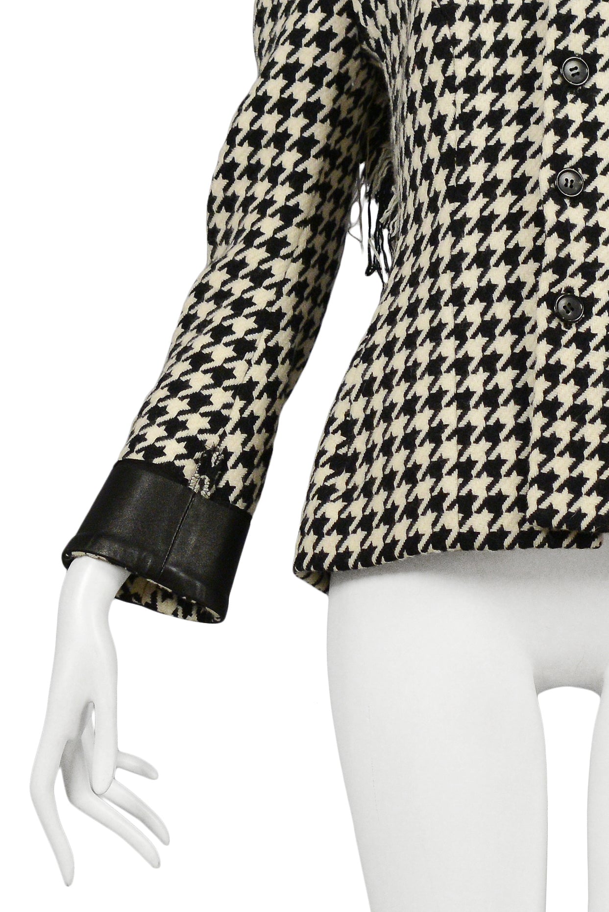 YOHJI YAMAMOTO BLACK & WHITE WOOL HOUNDSTOOTH CHECK JACKET 2003