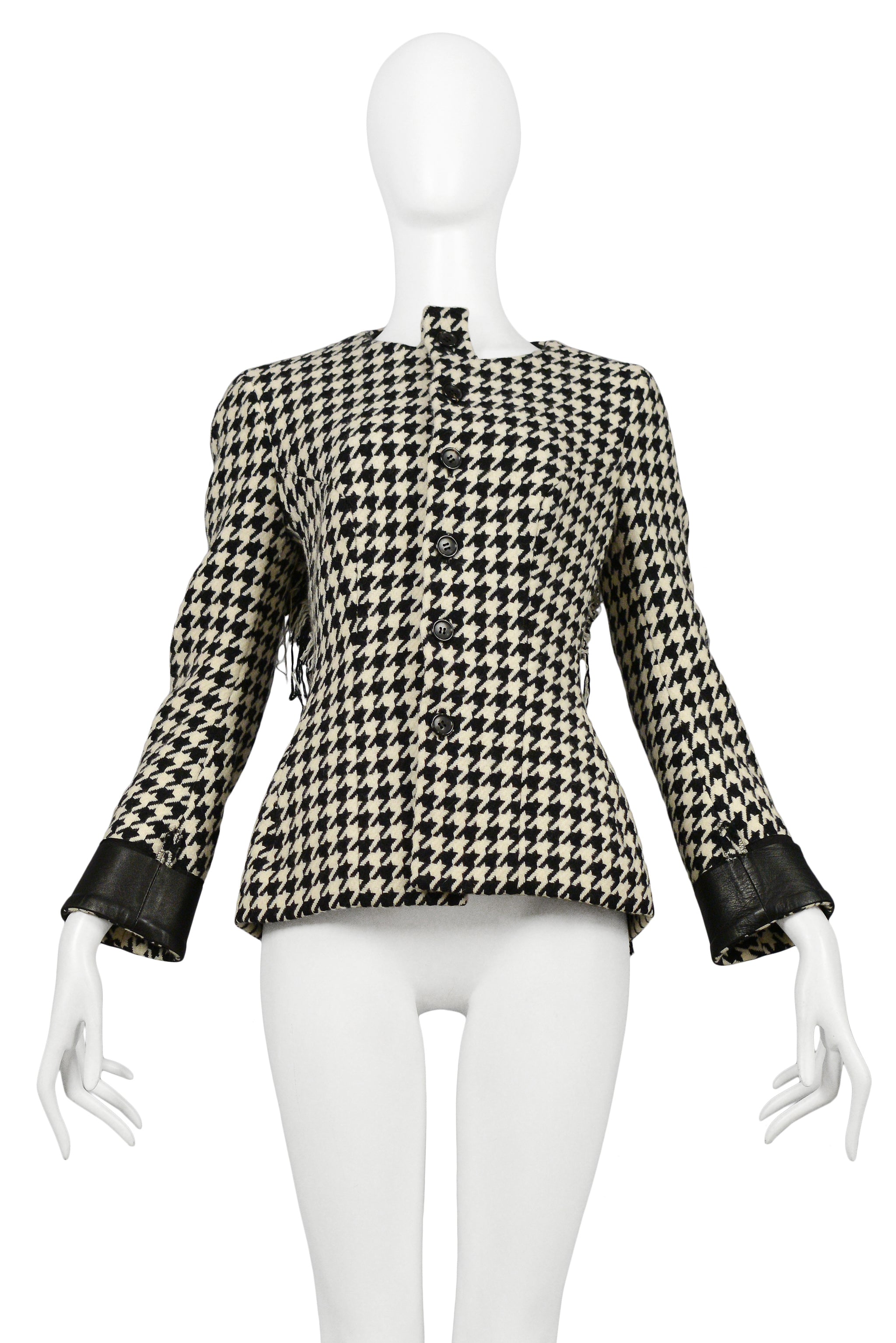 YOHJI YAMAMOTO BLACK & WHITE WOOL HOUNDSTOOTH CHECK JACKET 2003