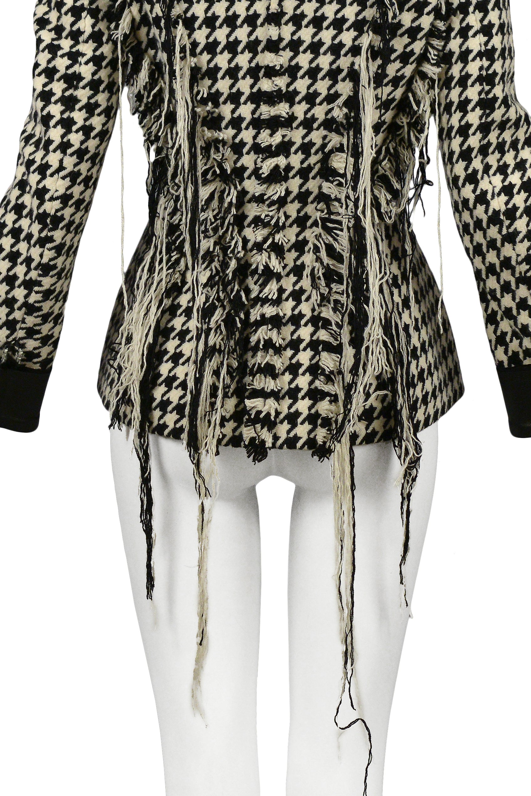 YOHJI YAMAMOTO BLACK & WHITE WOOL HOUNDSTOOTH CHECK JACKET 2003