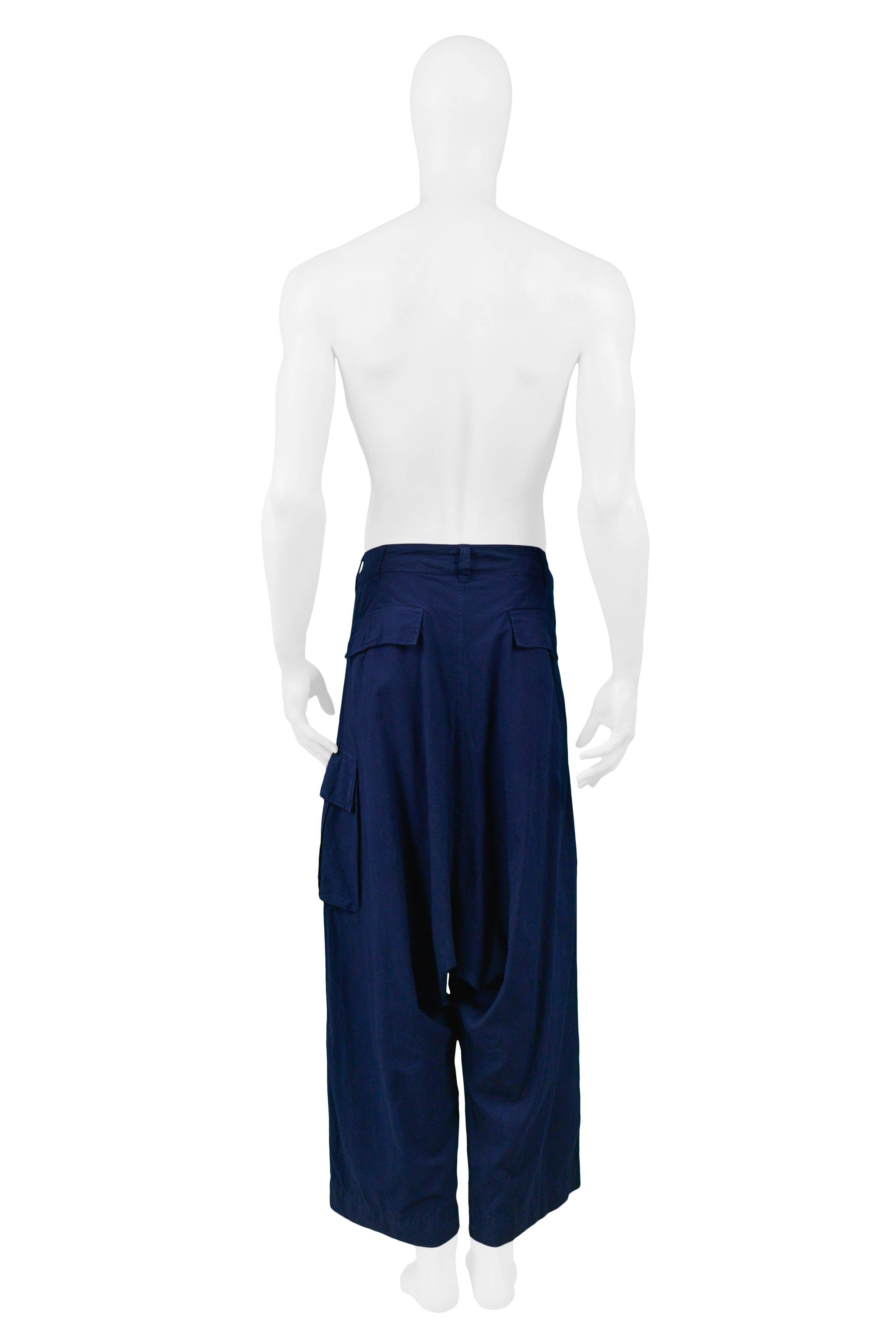 YOHJI YAMAMOTO BLUE COTTON HAREM CARGO PANT