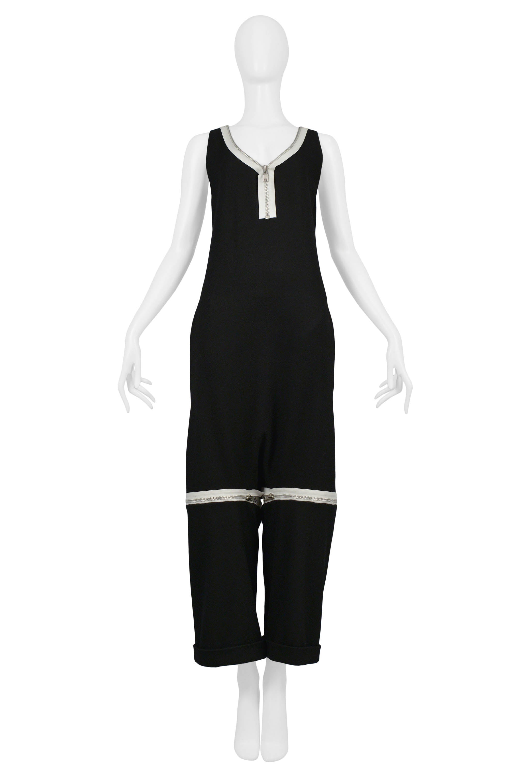 YOHJI YAMAMOTO BLACK OVERSIZED JUMPSUIT WITH EXPOSED ZIPPERS