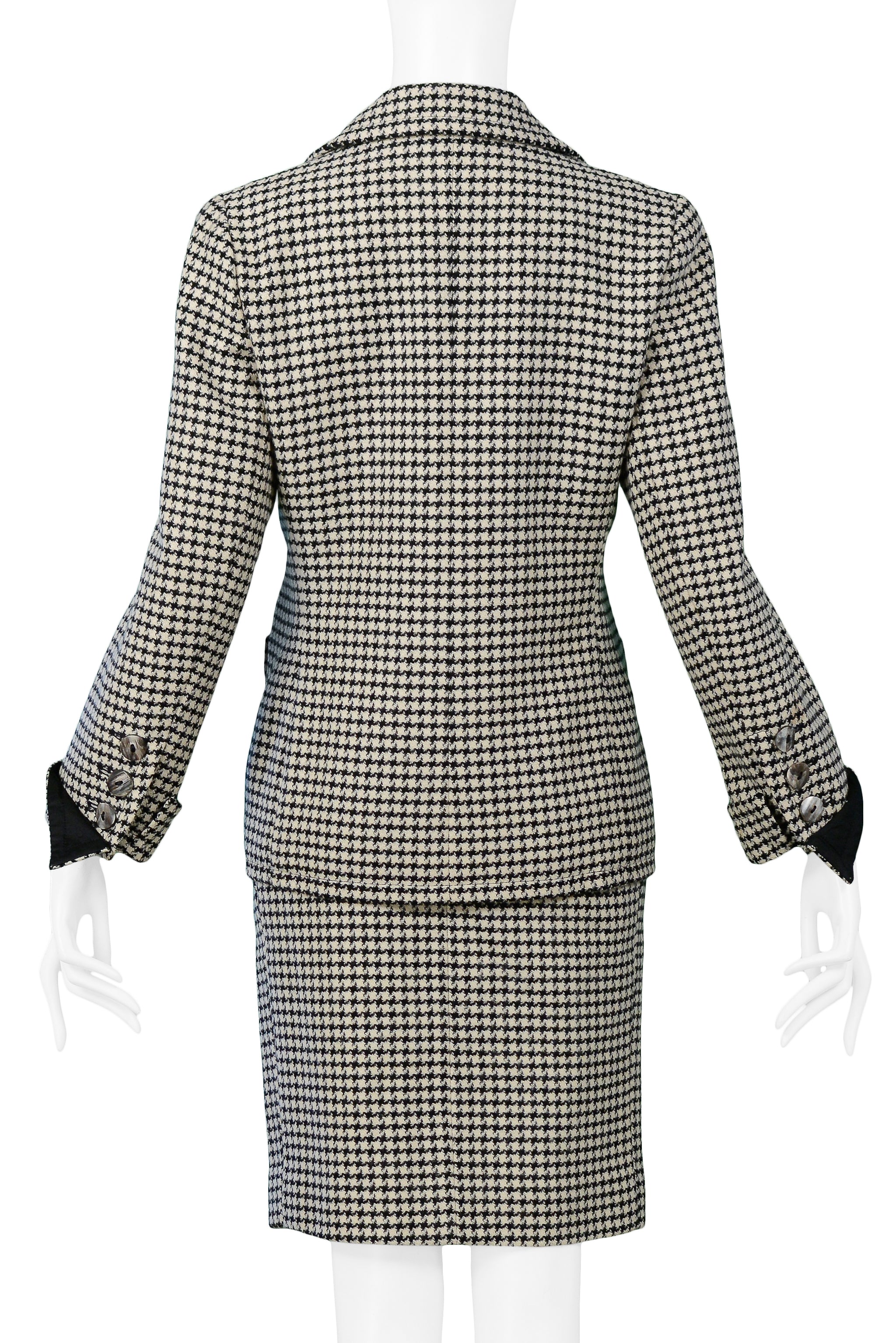 YVES SAINT LAURENT YSL BLACK & WHITE CHECK WOOL SKIRT SUIT