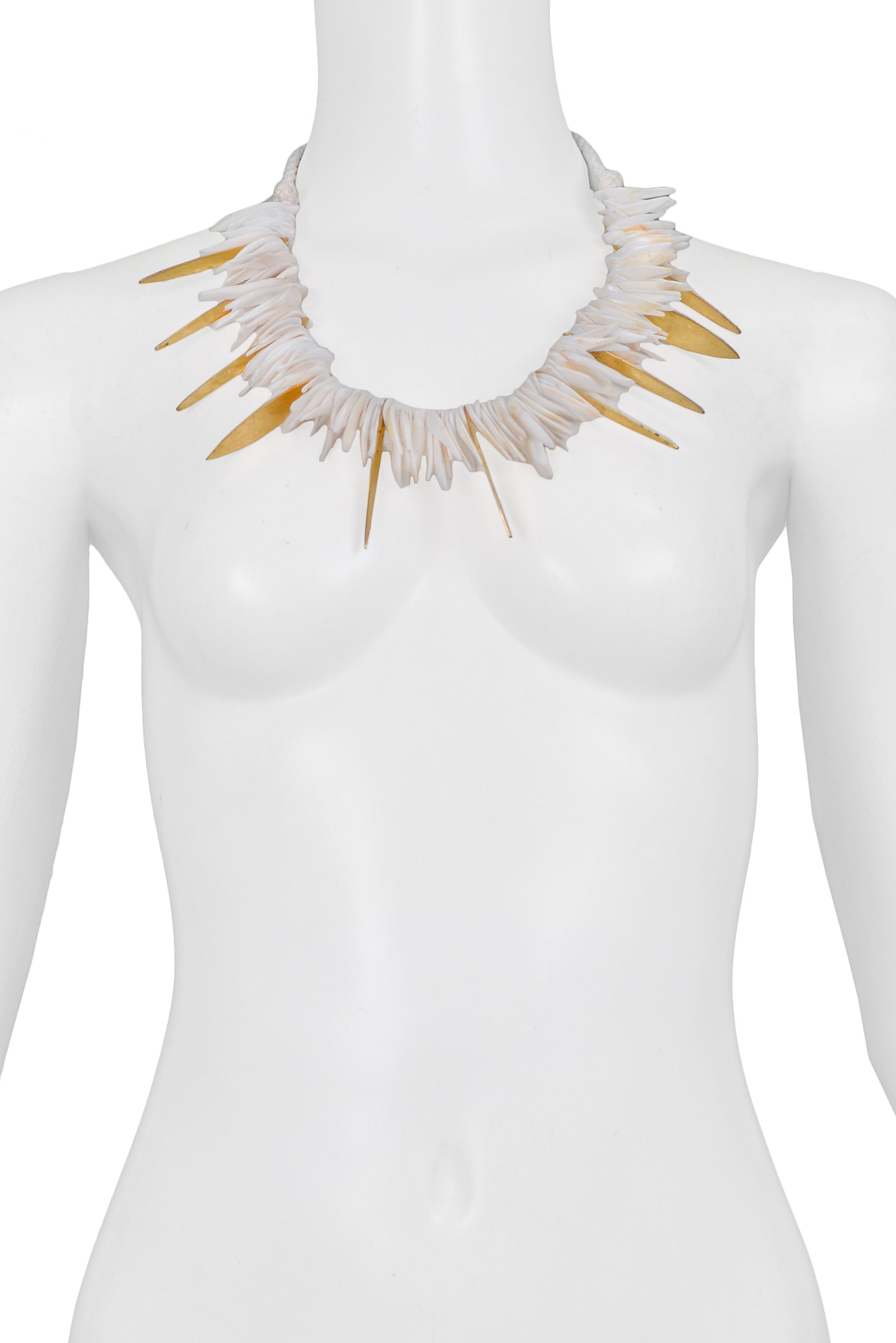 YVES SAINT LAURENT YSL SHELL &amp; BRASS SHARD NECKLACE