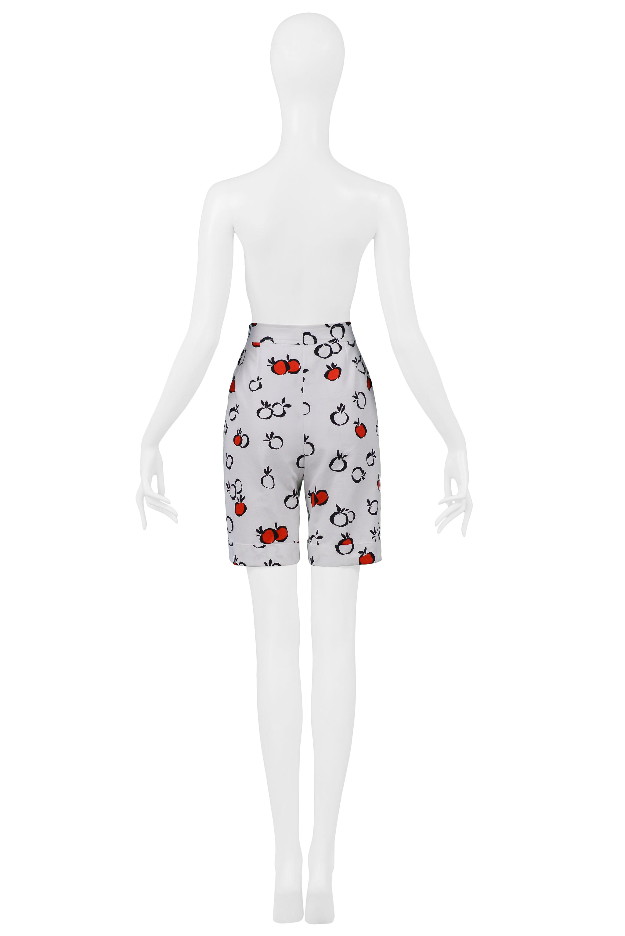 YVES SAINT LAURENT YSL RED & WHITE CHERRY PRINT SHORTS