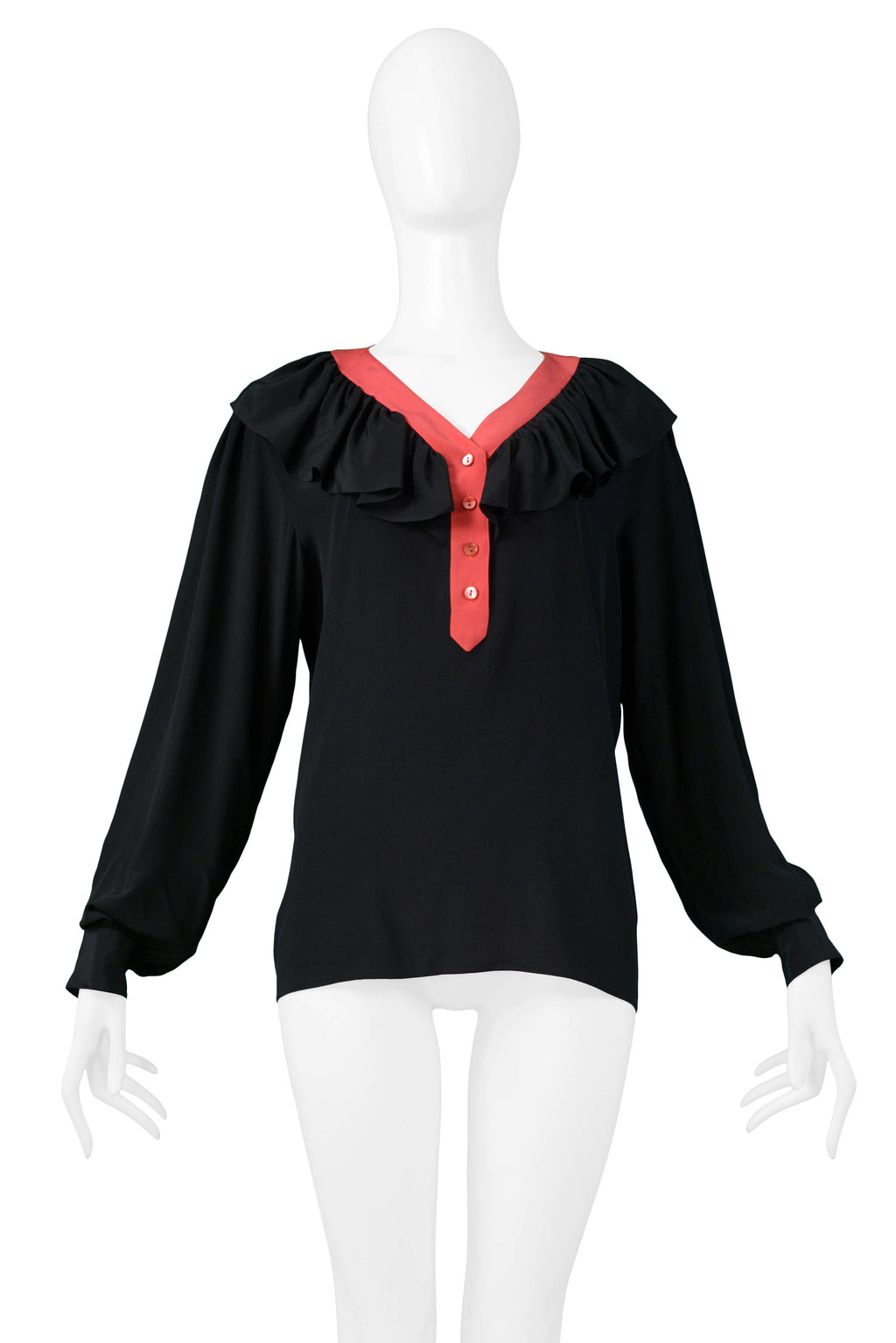 Black silk outlet ruffle blouse