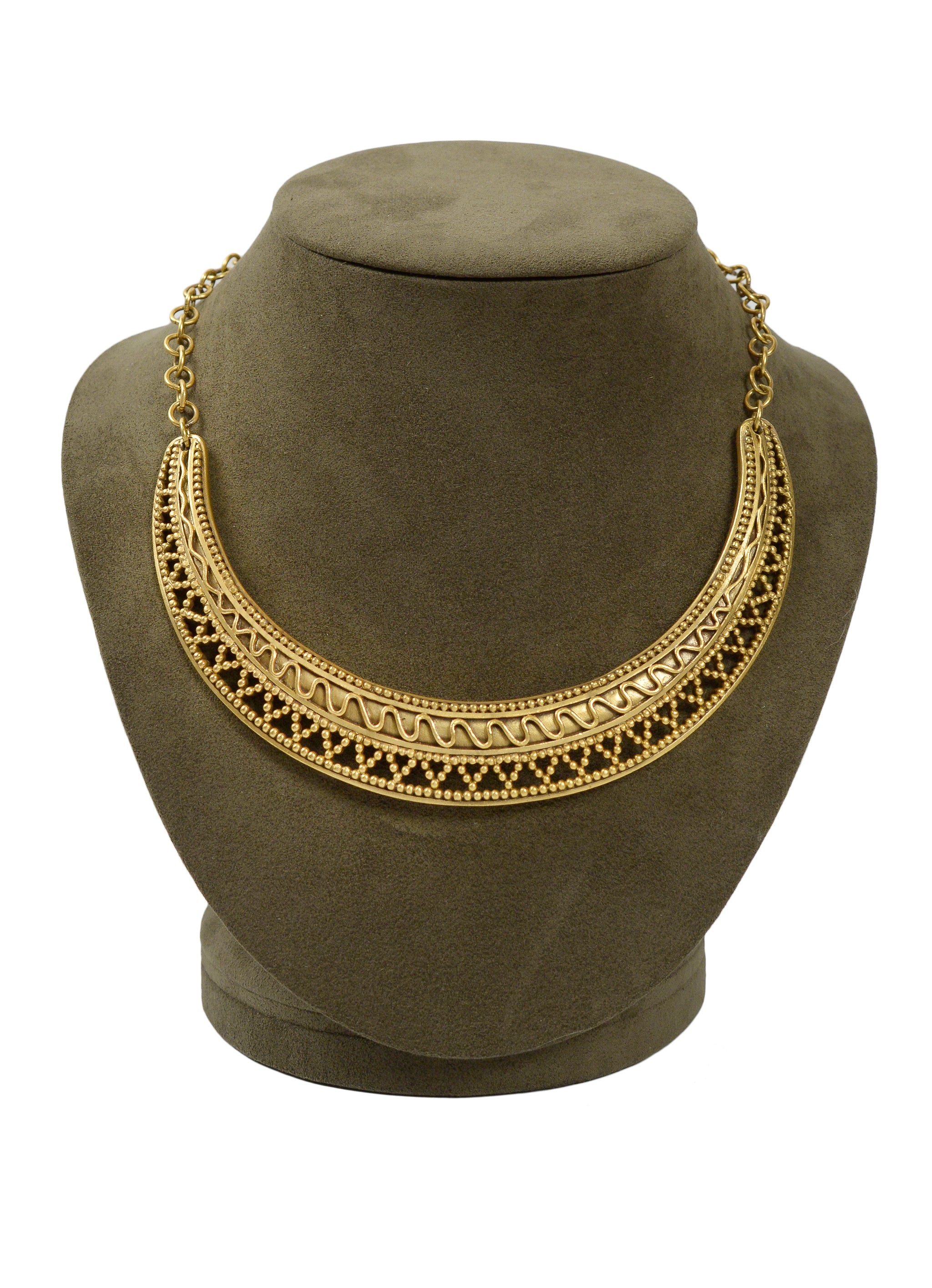 YVES SAINT LAURENT CRESCENT GOLD-TONE COLLAR NECKLACE
