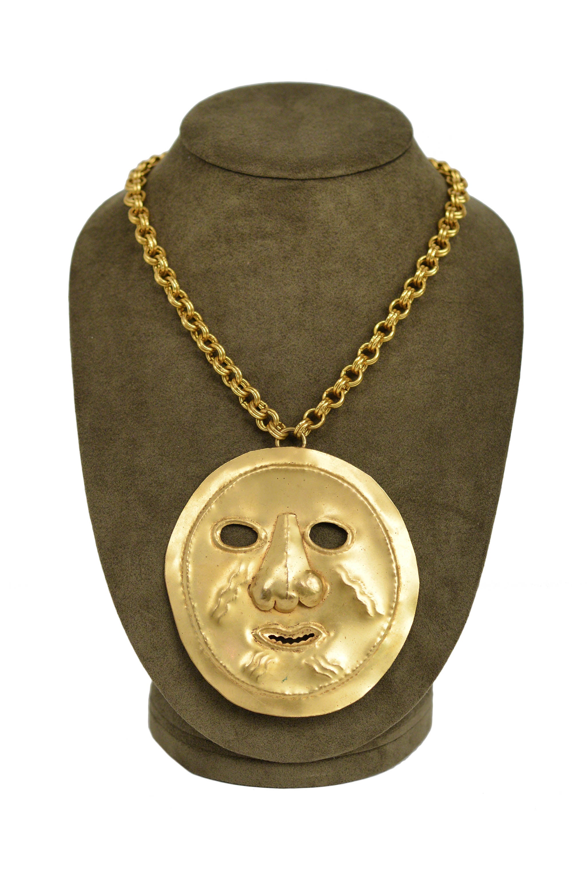 YVES SAINT LAURENT YSL PRE-COLUMBIAN FACE NECKLACE