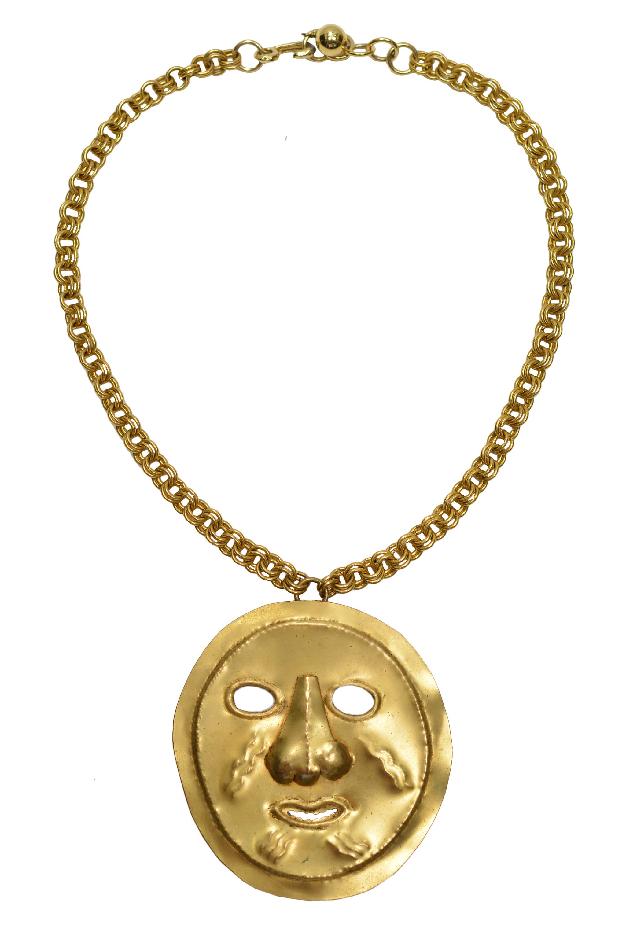 YVES SAINT LAURENT YSL PRE-COLUMBIAN FACE NECKLACE