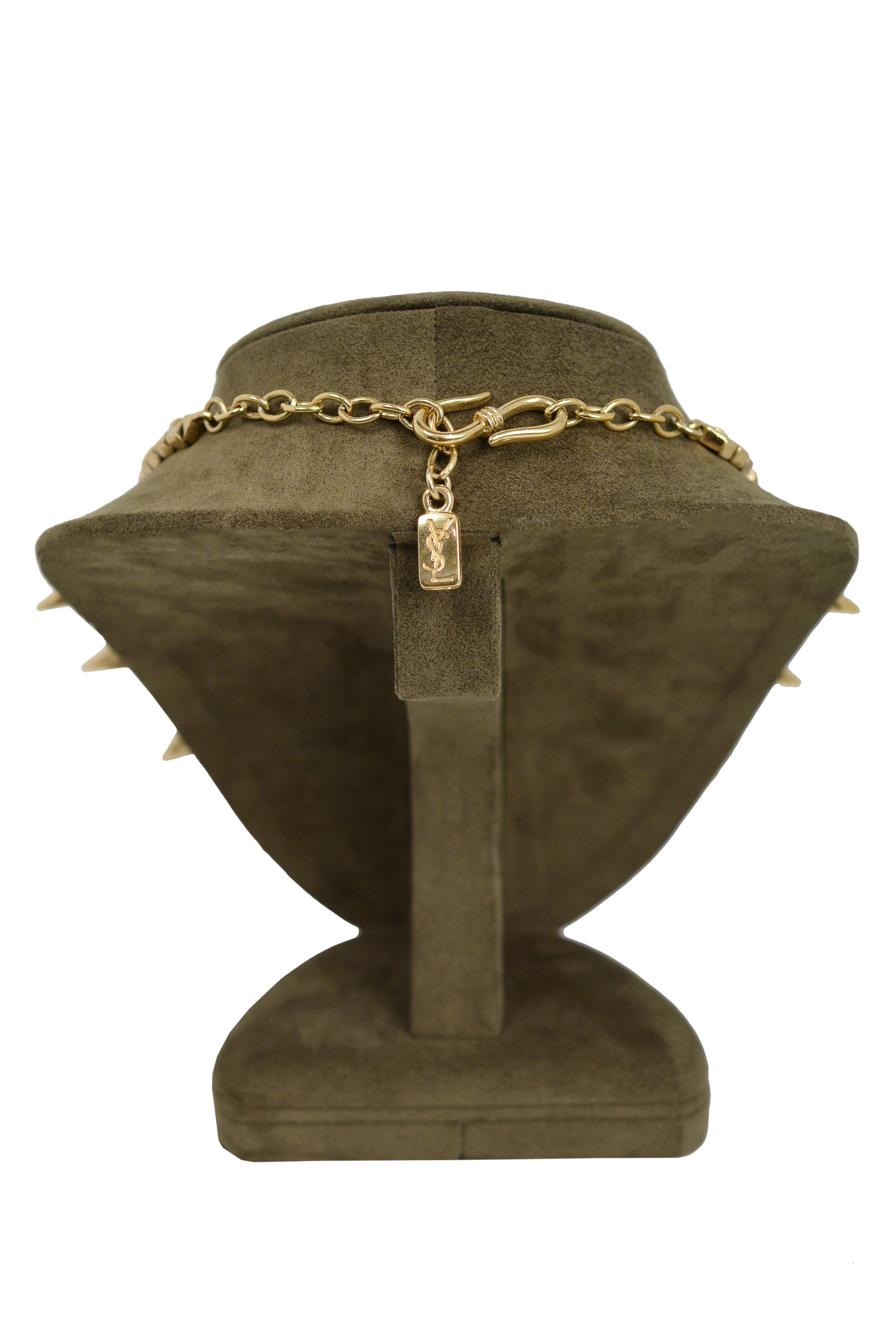 YVES SAINT LAURENT YSL GOLD SPIKE NECKLACE 1980s