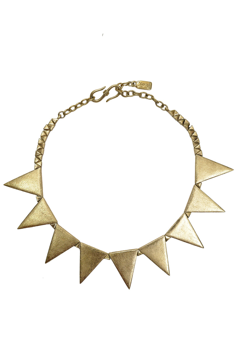 YVES SAINT LAURENT YSL GOLD SPIKE NECKLACE 1980s