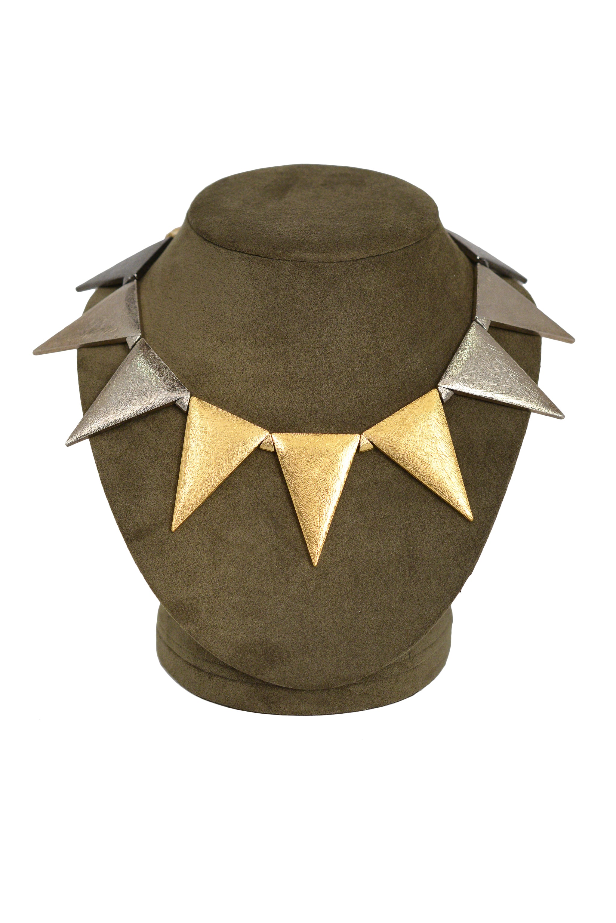 YVES SAINT LAURENT YSL TRI-TONE METAL SPIKE NECKLACE 1980s