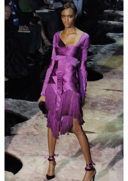GUCCI BY TOM FORD MAGENTA TASSEL DRESS 2004