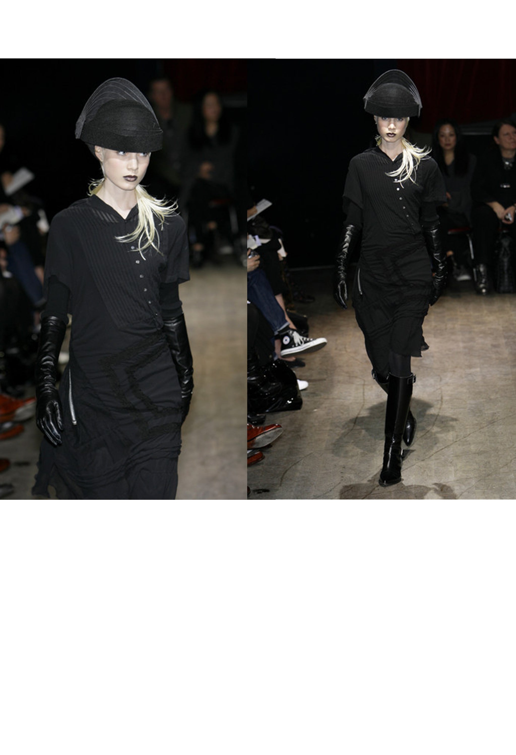 JUNYA WATANABE BLACK TWIST DRESS WITH LACE INSETS 2007