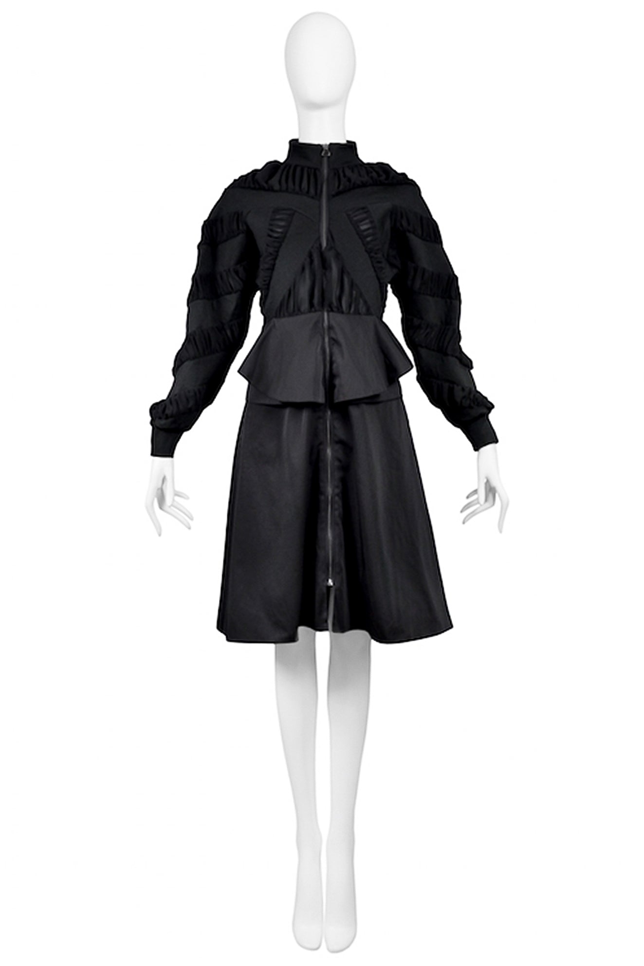 BALENCIAGA BY GHESQUIERE BLACK PEPLUM COAT DRESS
