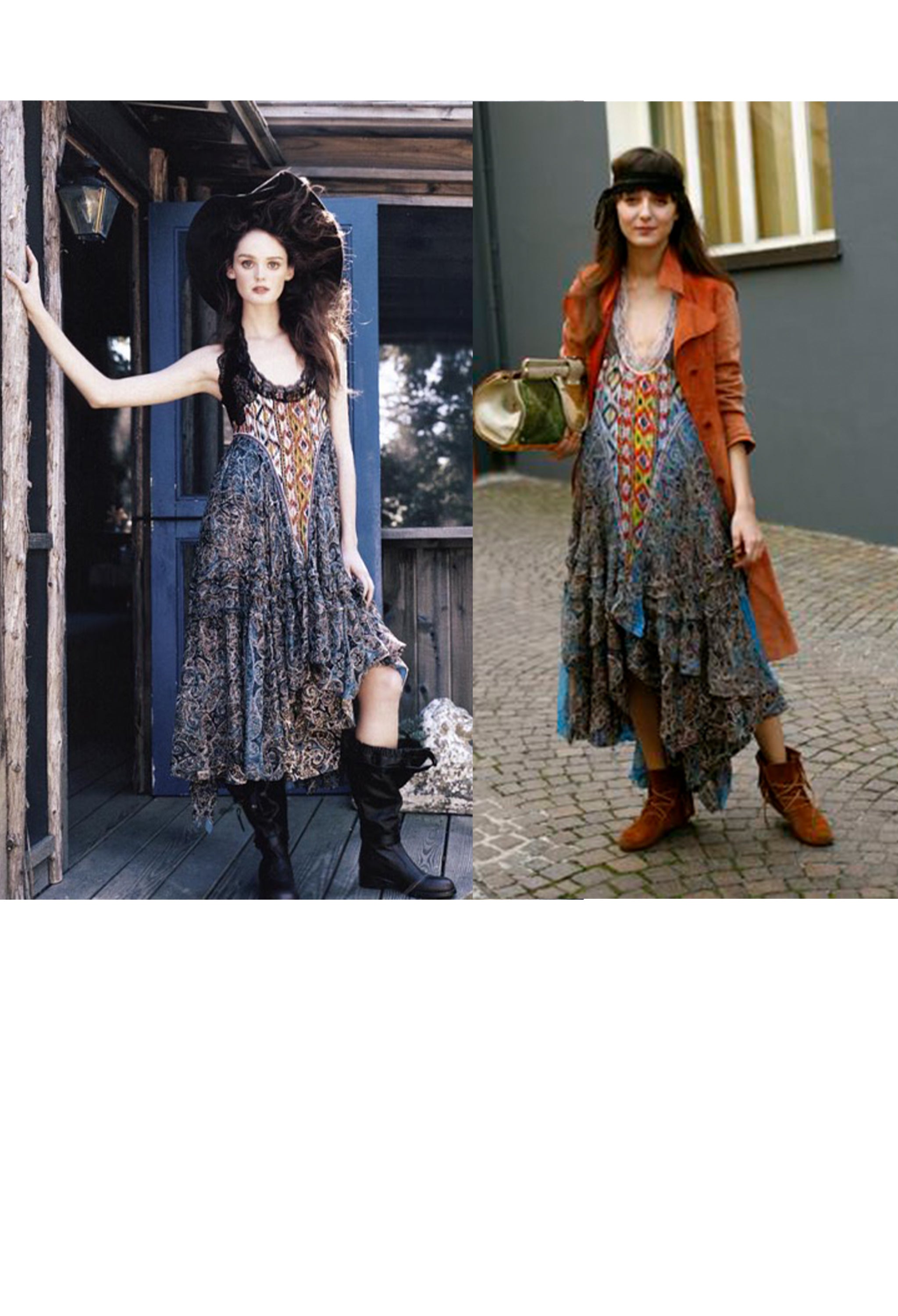 BALENCIAGA MULTICOLOR PAISLEY PEASANT DRESS 2005