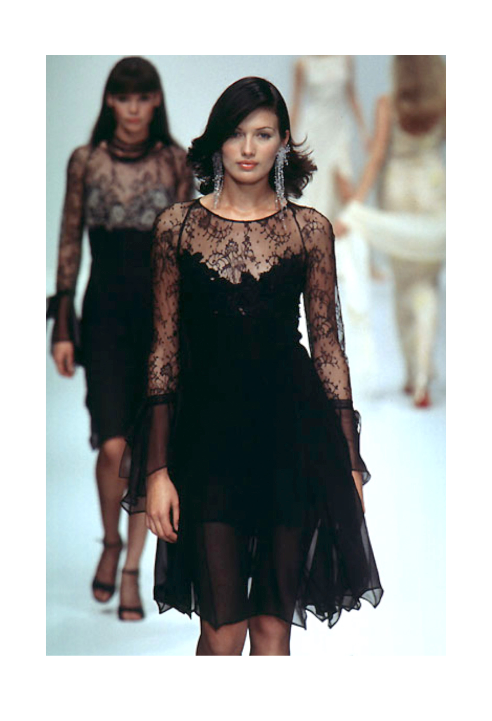 LOLITA LEMPICKA BLACK SILK LACE COCKTAIL DRESS 1996