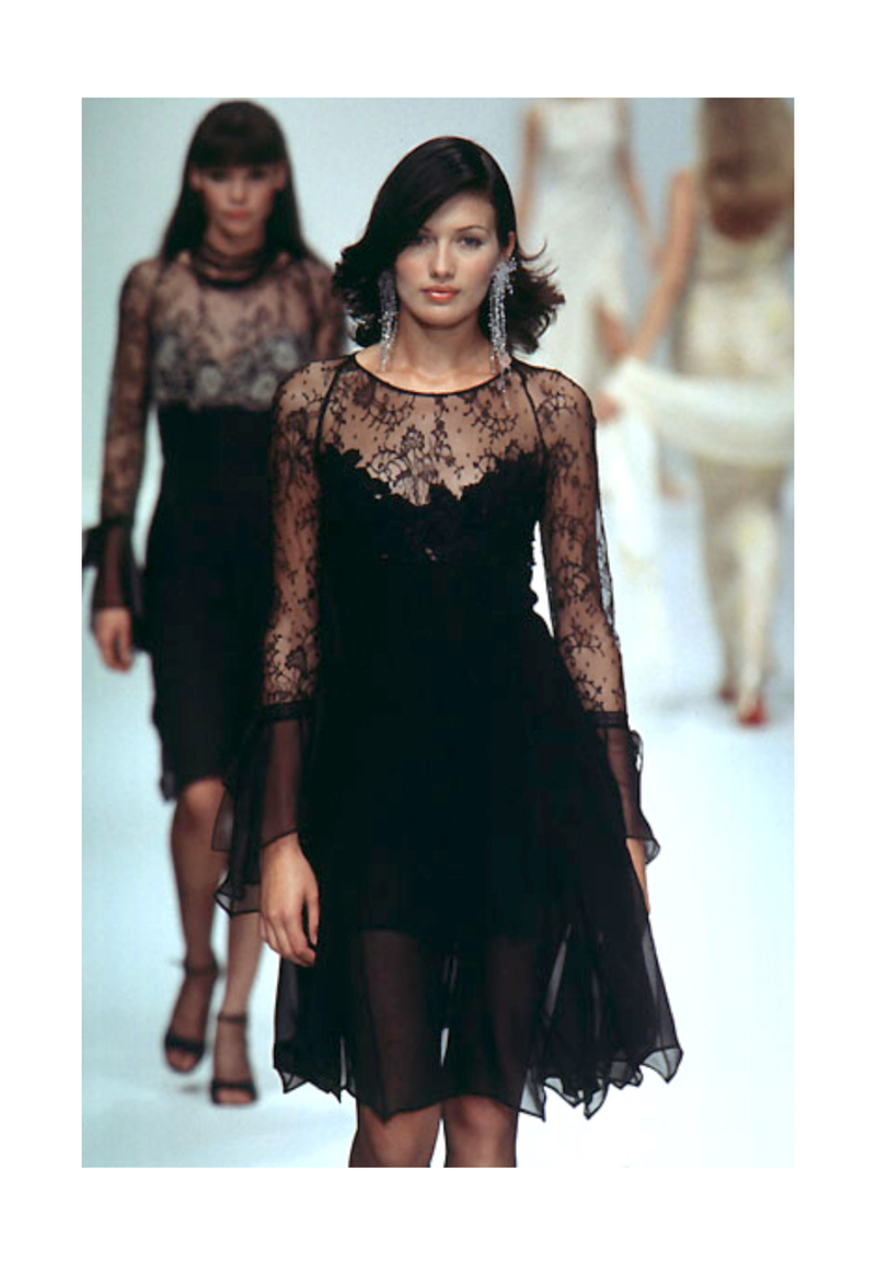 LOLITA LEMPICKA BLACK SILK & LACE COCKTAIL DRESS 1996